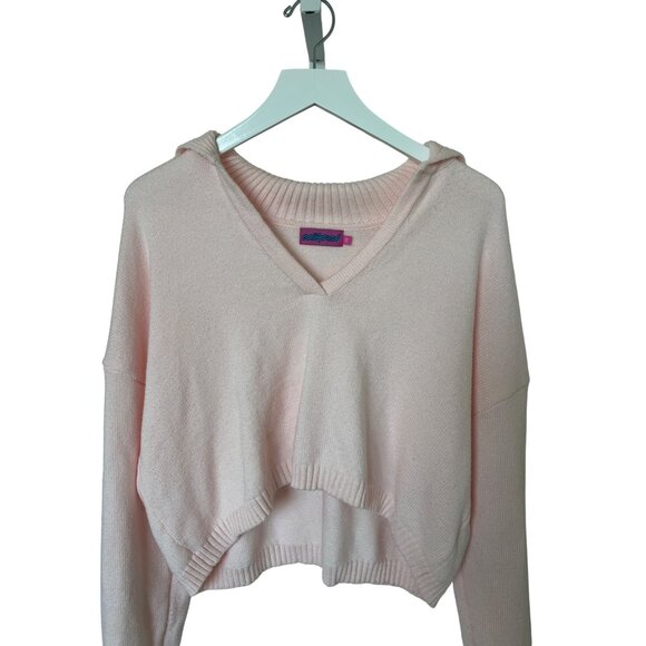 Edikted Marcie  Johnny Collar Light Pink Oversize Crop Sweater - Picture 5 of 6